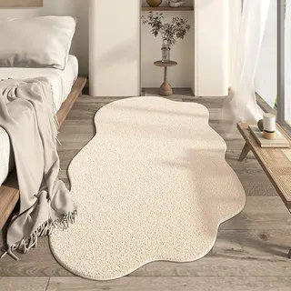 XYUERU Unregelmäßig geformte Stuhlfußmatten Bodenschutzpolster, Cremefarbener Flächenteppich, Rutschfester Teppich Schlafzimmer, Schlafzimmer Arbeitszimmer Büros(Beige,50 * 120cm)