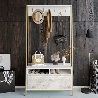 Skye Decor, Devin - White, Schränke, Flurständer, Weiß, 94 x 180 x 35,3 cm - Weiß