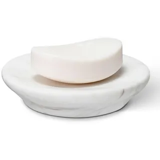 HAMAKAWA Seifenschale Marmor, Volakas Weiß Seifenschale 11,5cm, Schmuckschale Naturstein Abgeschrägte Kante, Small Soap Dish