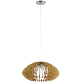 EGLO Cossano 1-flg. 50 cm oval nickel matt, Holz und Stahl