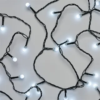 EMOS LED-Lichterkette Cherry kaltweiß für Innen und Außen, 20m lange Weihnachtslichterkette mit 200 LEDs in Kugelform Ø 1 cm, 8 Lichtmodi, Netzteil und Transformator, für Partys, Weihnachten, Deko