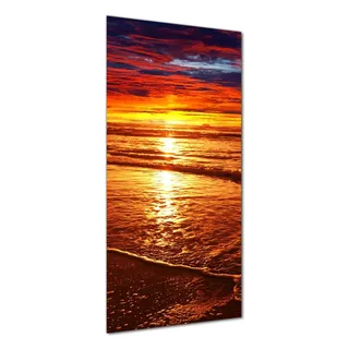 Wallario selbstklebende Duschrückwand 70 x 200 cm mit Motiv Farbenfroher Sonnenuntergang über dem Meer II - Wandverkleidung mit Hochglanzlaminat in Glasoptik