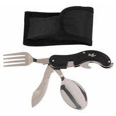 MFH 4 teiliges Taschenmesserbesteck Essbesteck Campingbesteck mit Nylonetui Messer Gabel Löffel Wikinger