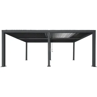 Mendler Pergola HWC-L46, Gartenpavillon Lamellen-Pavillon, 10cm-Aluminium-Gestell, Regenrinne sturmfest, 3x6m anthrazit