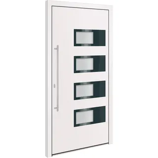 vidaXL Haustür Weiß 110x210 cm Aluminium und PVC - Weiß