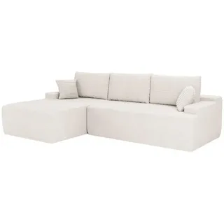 Juskys Sofa Coredo mit Cord , Dekokissen - creme