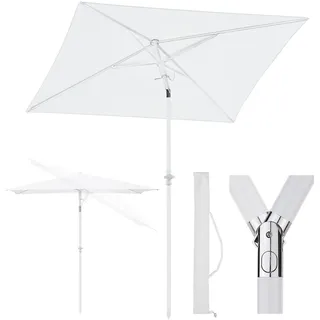 Sekey 180 × 125 cm Sonnenschirm mit Schutzhülle, Balkonschirm Gartenschirm Terrassenschirm, Sonnenschutz UPF50+, Kippbar, Höhenverstellbar, Rechteckig- Creme