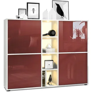 Vladon Highboard, Bordeaux, Holzwerkstoff, 130.5x105.5x35.5 cm, Wohnzimmer, Kommoden & Sideboards, Highboards