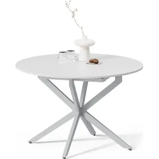 Livinity Esstisch Firenze, 120 x 120 cm ausziehbar, Weiß/Grau/Grau - Weiß, Grau