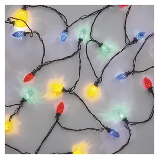 EMOS LED-Lichterkette im Retrostil, 9,8m Weihnachtslichterkette + 5m Zuleitung, 50 LEDs, 8 Lichtmodi, Netzteil, IP44 für Innen und Außen, Multicolor