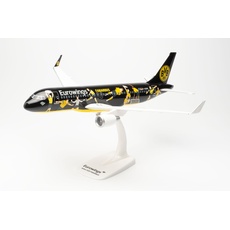 herpa Snap-Fit Modellflugzeug Eurowings Airbus A320 BVB Fanairbus - D-AEWM, Miniatur im Maßstab 1:100, Sammlerstück, Modell mit Standfuß, Kunststoff