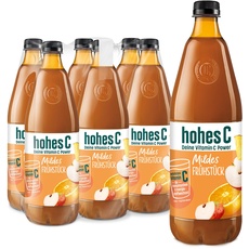 hohes C Mildes Frühstück (6 x 1l), 100% Saft, Orange, Ananas, Apfel, Acerola, Vitamin C, ohne Zuckerzusatz, weniger Säure, vegan, mit recyceltem PET