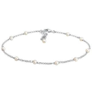 Elli »Fußschmuck Fußkette mit Süßwasserzuchtperle 925 Silber«, silberfarben