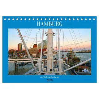 Hamburg mit Hafengeburtstag (Tischkalender 2026 DIN A5 quer), CALVENDO Monatskalender: Bilder von der Weltstadt an der Elbe mit einem weltweit einzigartigen maritimen Fest (CALVENDO Orte)