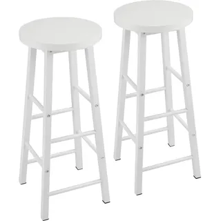 WOLTU Barhocker 2er Set Bistrohocker, Gestell aus stabilem Stahl, Sitzfläche aus MDF, Weiß - Weiß