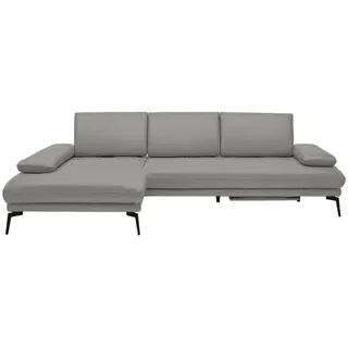 Celina Home Ecksofa , Grau , Leder , Echtleder , Spaltleder, Rindleder , Ottomane links, L-Form , 273x187 cm , Made in Eu , Fußauswahl, Lederauswahl, Stoffauswahl, seitenverkehrt erhältlich, Hocker erhältlich, Rücken echt , Wohnzimmer, Sofas & Couches, Wohnlandschaften, Ecksofas
