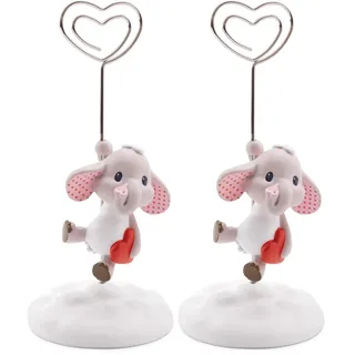 NICI Fotohalter Love Elefant 11cm Polyresin grau - Tolle Geschenkidee (Packung mit 2)