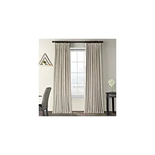 HPD Half Price Drapes VPCH-Vet-P VPCH-VET160405-120 Verdunkelungsvorhang Samt Extra Breit 100 x 120 cm, Cool Beige, Polyester-Mischgewebe, 100 in x 120 in