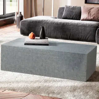 Couchtisch FineBuy Wohnzimmertisch MONOBLOC Beton Optik Grau Sofatisch Modern - Grau