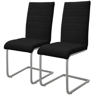 ML-Design Esszimmerstuhl Freischwinger Kunstleder schwarz 2er Set