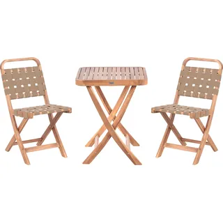 BELIANI Balkonset Braun es Akazienholz 3-Teilig Quadratischer Balkontisch mit 2 Stühlen Klappbar Rustikal Outdoor Balkon Terrasse Garten - Braun, Beige