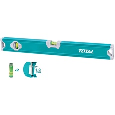 TOTAL – Wasserwaage | 100cm | 2 Blasen für horizontal und vertikal | Werkzeug für Tischler- und Heimwerkerarbeiten | ABS-Seite zur Dämpfung von Stößen | Aluminium