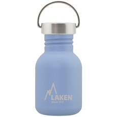 Laken Basic Edelstahlflasche, Trinkflasche Weite Öffnung mit Edelstah Schraubverschluss, BPA frei 0,35L, Blau