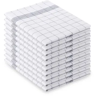 Vaily Geschirrtücher Grau-Kariert 10er Pack - 70 x 45 cm aus 100% Baumwolle