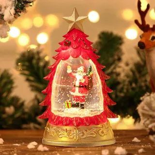 Schneekugel Weihnachten, Weihnachtslaterne mit Schneegestöber, Weihnachtsschneekugel, Weihnachten Deko, LED Schneelaterne Weihnachtens, Glitzernde Schneekugel Nachtlicht für Tischdeko Weihnachtens