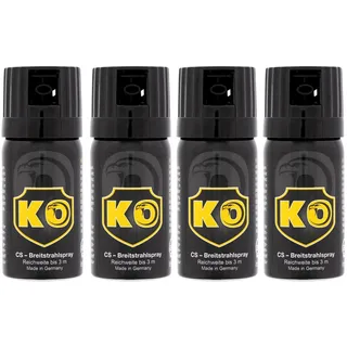 4 Stück KO Security CS-Spray 40 ml – Breitstrahl Personenabwehrspray mit BKA-Zulassung - modernes Design - kompakt und diskret