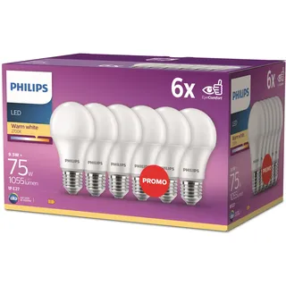 Philips LED-Birne 75W E27 warmweiß 6 St.