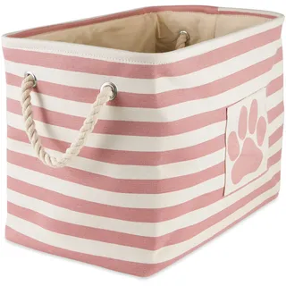 Bone Dry 5743 Pet Storage Collection Abfalleimer mit Pfotenabdruck, groß, rechteckig, Rosa
