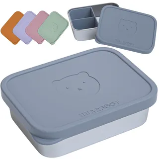BEARFOOT Edelstahl Kinder Brotdose mit Silikondeckel | BPA-freie Lunchbox | Auslaufsichere Bento Box Kinder | Brotzeitbox für Kindergarten, Schule & Kita | Spülmaschinenfest & robust (Blau, 700ml)