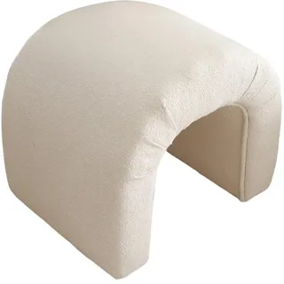 Atelier Del Sofa Stilvoller Pouf, cremefarbener Teddy-Stoff, 51 x 45 x 46 cm | 100% Polyester, Buchenholzrahmen | Ideal für Moderne Wohnzimmer und gemütliche Räume
