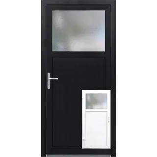 Nebeneingangstür K 504-88 Kunststoff Weiß / Anthrazit 88 cm x 198 cm DIN L