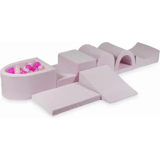 Der größte Schaumstoff-Spielplatz mit Pool Micro Velvet Soft Light Pink + 100 Bälle: transparent, opaleszierend, hellrosa, rosa