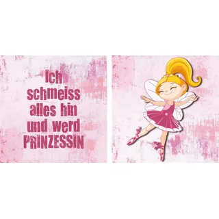 Queence Leinwandbild »Prinzessin« bunt (farbe bild(er): bunt), B:80cm H:40cm T:2cm, Canvas, Holzrahmen, Bilder, Leinwandbild, Premium-Leinwandstoff, Handarbeit aus Deutschland, Spruch, 2er Set,