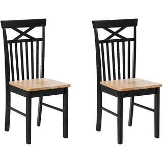 Beliani Esszimmerstuhl Holz schwarz/braun 2er Set