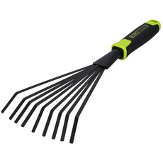 BLACK TOOLS® Garden Fächerbesen | Ideal zum Aufrechen von Laub | Rutschfester Griff | Korrosionsgeschützt | Länge 40 cm | Garten, Kübel, Balkonkästen, Beete