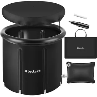 tectake Eisbadetonne Helsinki, inkl. Tragetasche, Pumpe und Wasserkissen, schwarz , Schwarz , Kunststoff , Rund , 90x75x90 cm , Freizeit & Co, Wellness & Gesundheit, Whirlpools