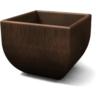 Kloris Moderne quadratische Vase Mittelmeer, rustikal, 50 x 50 cm, Höhe 42 cm, Farbe Braun, hergestellt in Italien