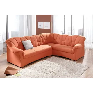 DOMO collection Ecksofa »Papenburg B/T/H: 242/190/84 cm L-Form« wahlweise mit Bettfunktion, Langer Schenkel links oder rechts, orange