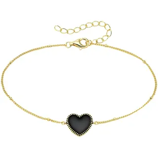 aniston jewelry & watches Aniston JEWELRY & WATCHES, Armband "Schmuck Geschenk Armband mit schwarzem Emaille Herz", gelbgoldfarben, schwarz