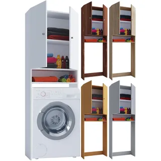 VCM Lona Waschmaschinenschrank 64,0 x 27,0 x 182,0 cm Grau Holz