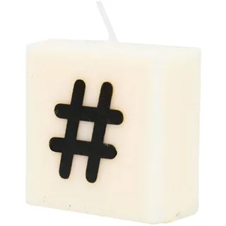 PD-Party 7040040 Geburtstag dekoratives Wachs Symbol Kerze | Wax Candle - #, Cremefarben/Schwarz, 4cm Länge x 4cm Breite x 2cm Höhe