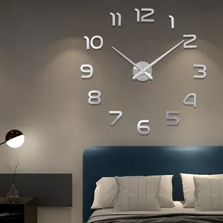 Warminn DIY Aufkleber Wand Modern Rahmenlose Wanduhr Groß, 60-120cm
