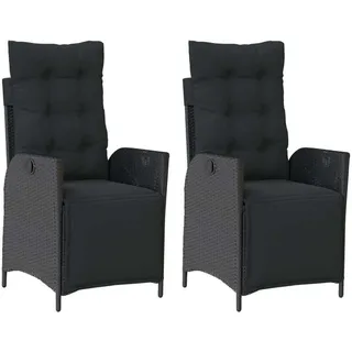 vidaXL Gartensessel mit Fußteil 61 x 61 x 93 cm schwarz 2 St.