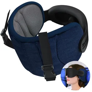 SARISUN Reisekissen für Flugzeug, Flugzeugkissen mit 3D-Augenmaske zum Schlafen, 360°-Kopfstütze für lange Flüge, unentbehrlich für Reisen, gefleckt grau