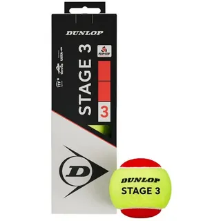 Dunlop Tennisball Stage 3 Rot - für Kinder & Anfänger auf dem Kleinfeld (3 Bälle)