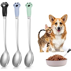 EQLEF Katzen löffel Katze Edelstahl, Paw Cat Can Spoon Hundelöffel aus Edelstahl zum Füttern von Nassfutter für Haustiere, 3 Stück